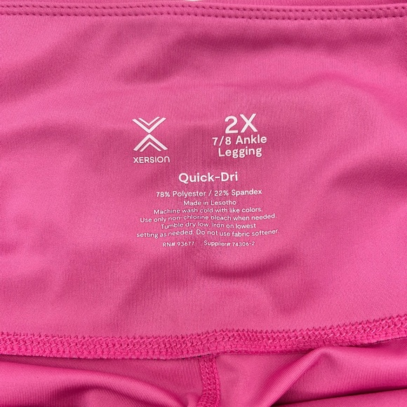 Xersion Women's Plus Size Set of 2 Pink High Rise 7/8 Ankle Leggings Size 2X - Picture 14 of 15